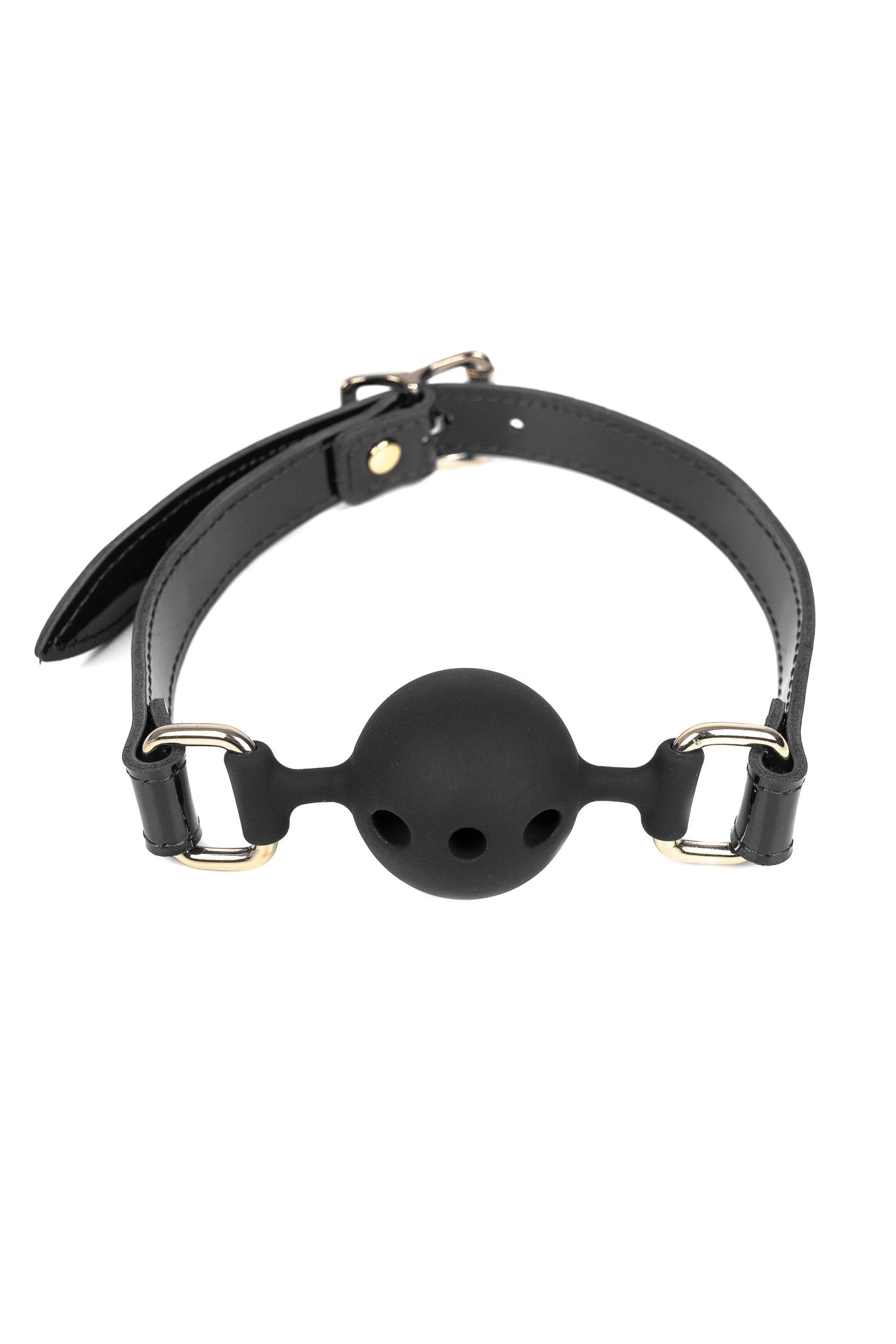 Soft Silicone Mouth Ball Gag. Lacquered Black - Elinlatex