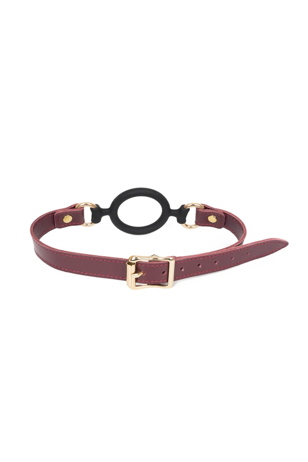 Soft Silicone Mouth Ring Gag. Burgundy - Elinlatex