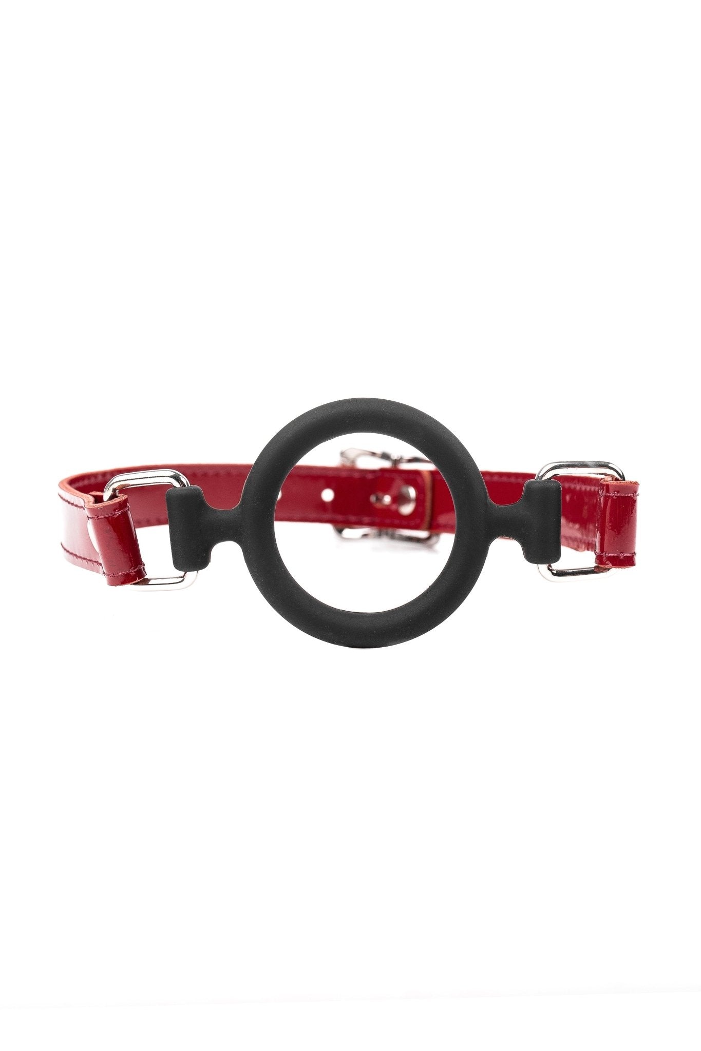 Soft Silicone Mouth Ring Gag. Lacquered Burgundy - Elinlatex