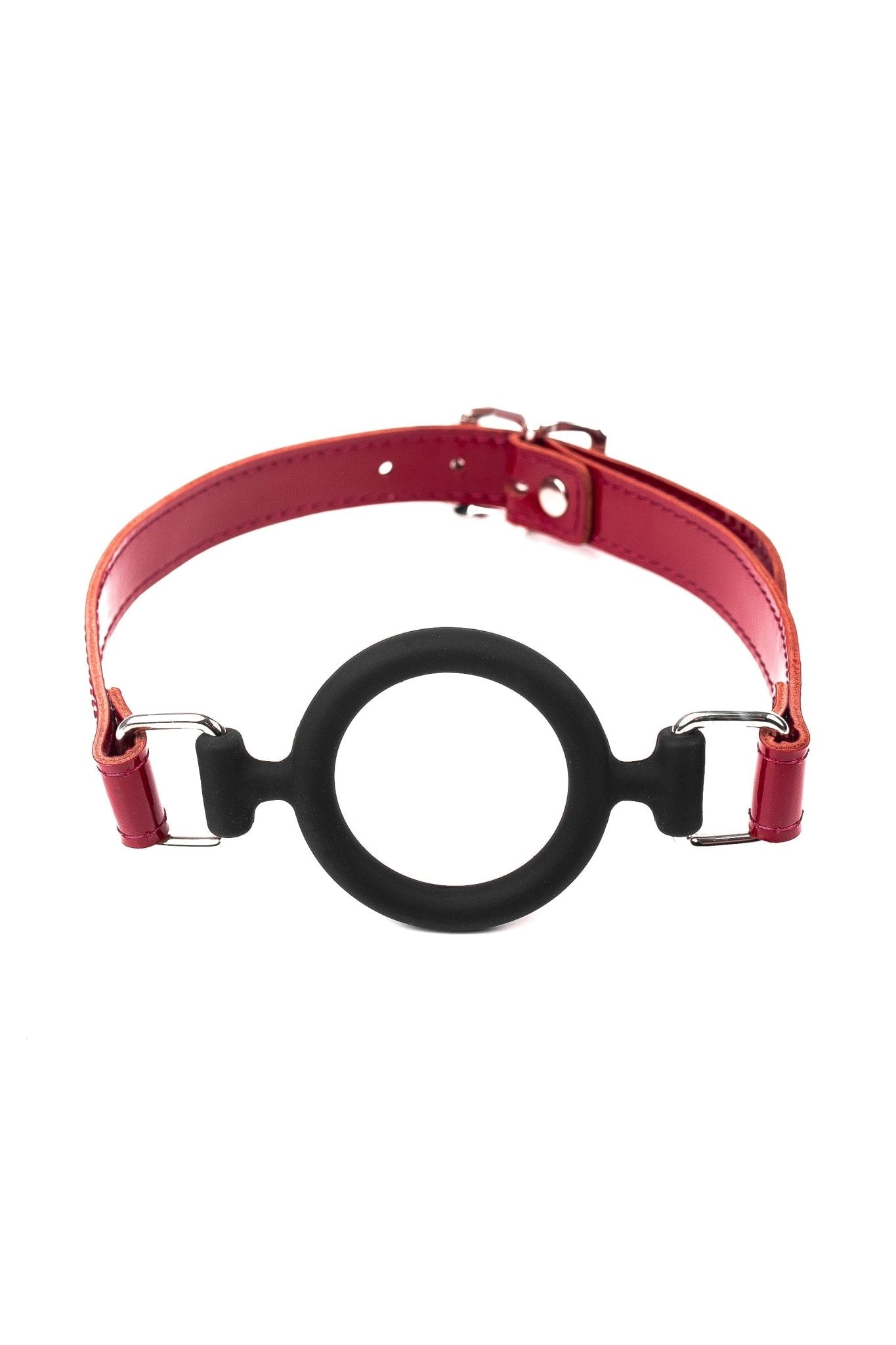 Soft Silicone Mouth Ring Gag. Lacquered Burgundy - Elinlatex