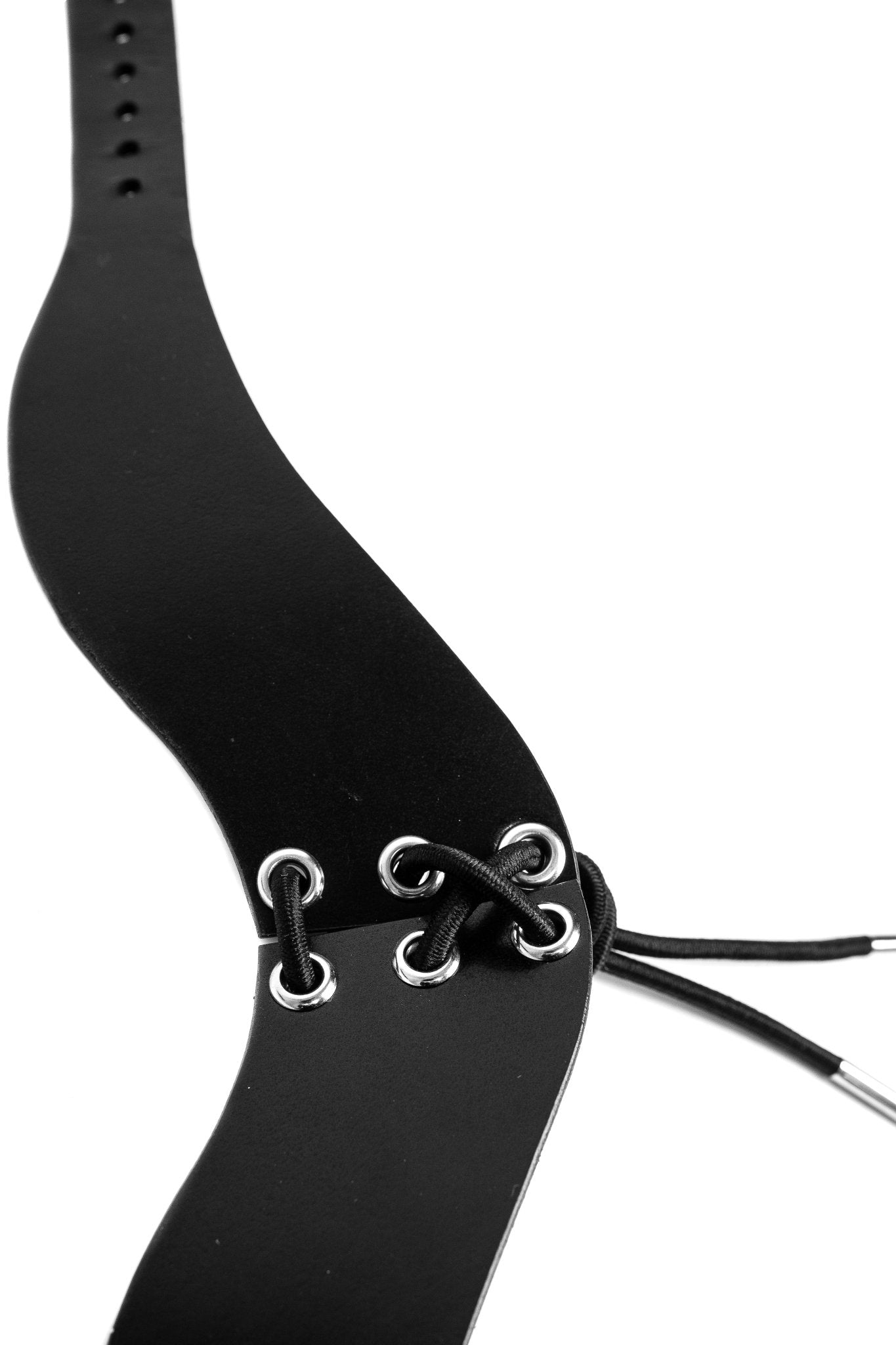 Strap Leather Choker with Front Lace - Up - Elinlatex