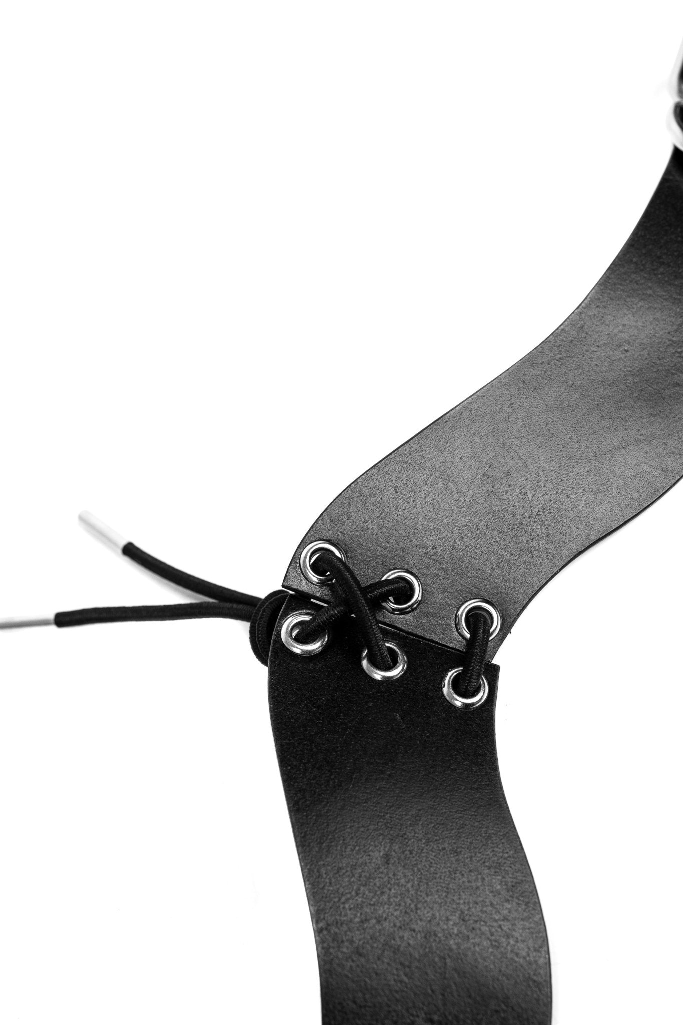 Strap Leather Choker with Front Lace - Up - Elinlatex