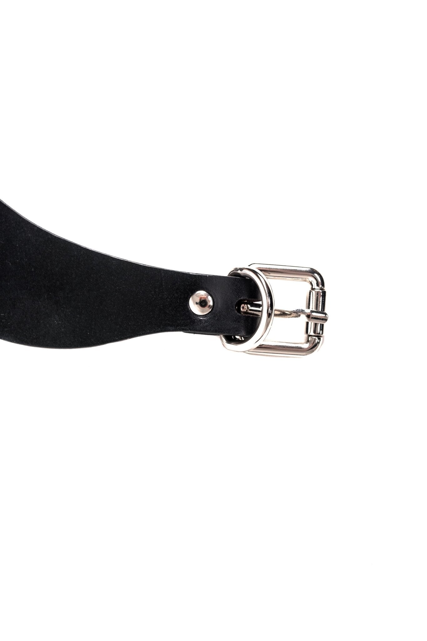 Strap Leather Choker with Front Lace - Up - Elinlatex