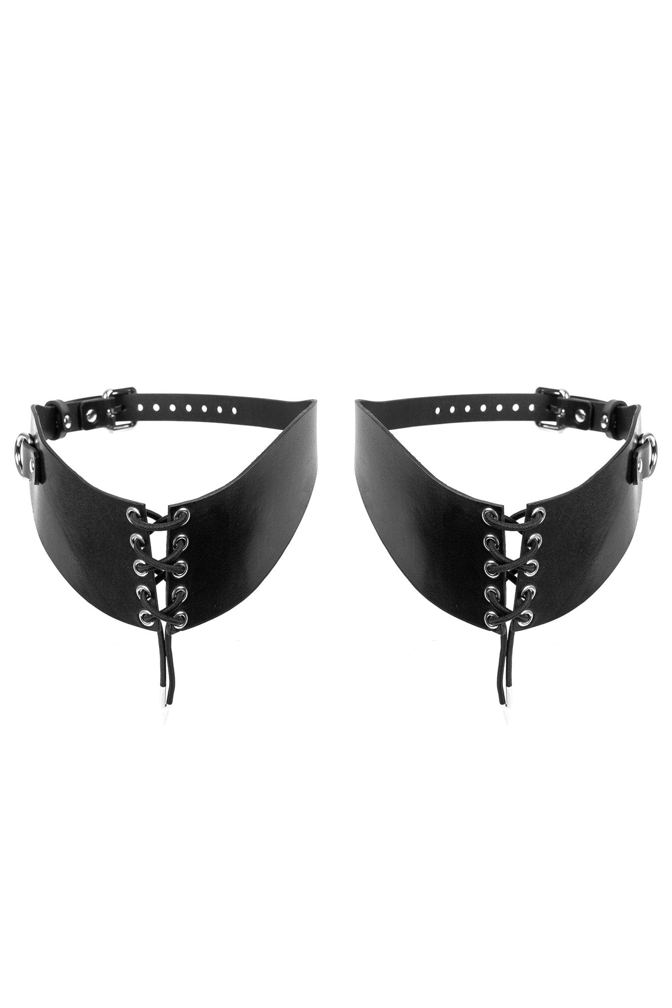 Strap Leather Garthers with Front Lace - Up - Elinlatex