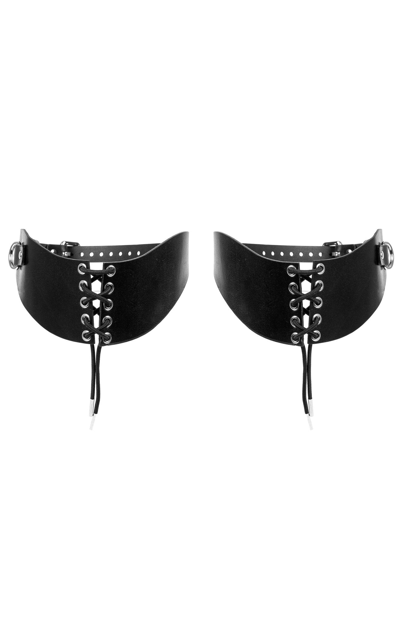Strap Leather Garthers with Front Lace - Up - Elinlatex