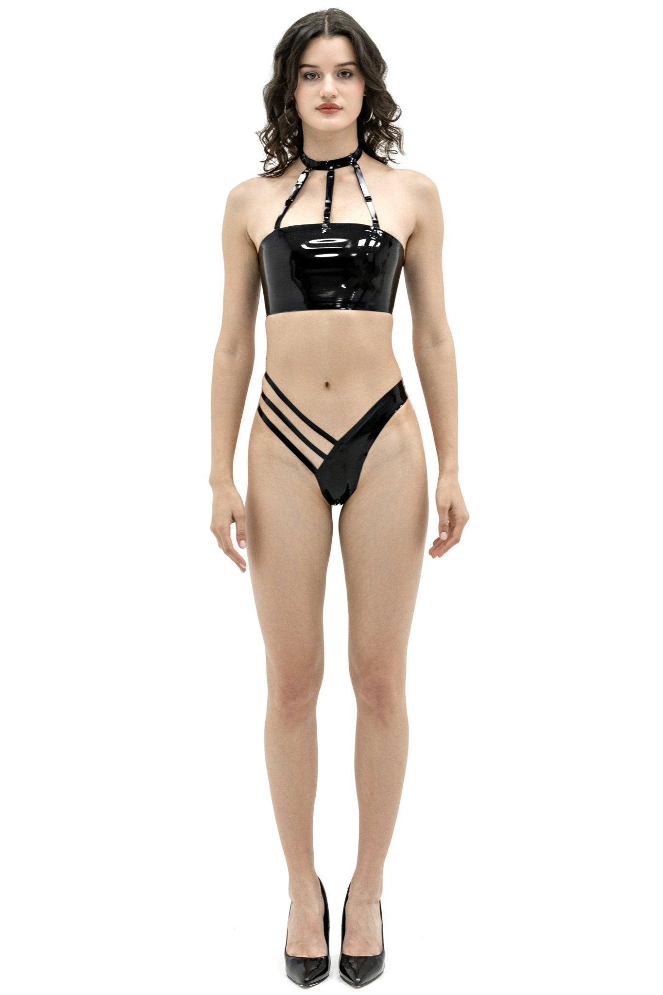 Top Bandeau with removable choker & Thong Edie - Elinlatex