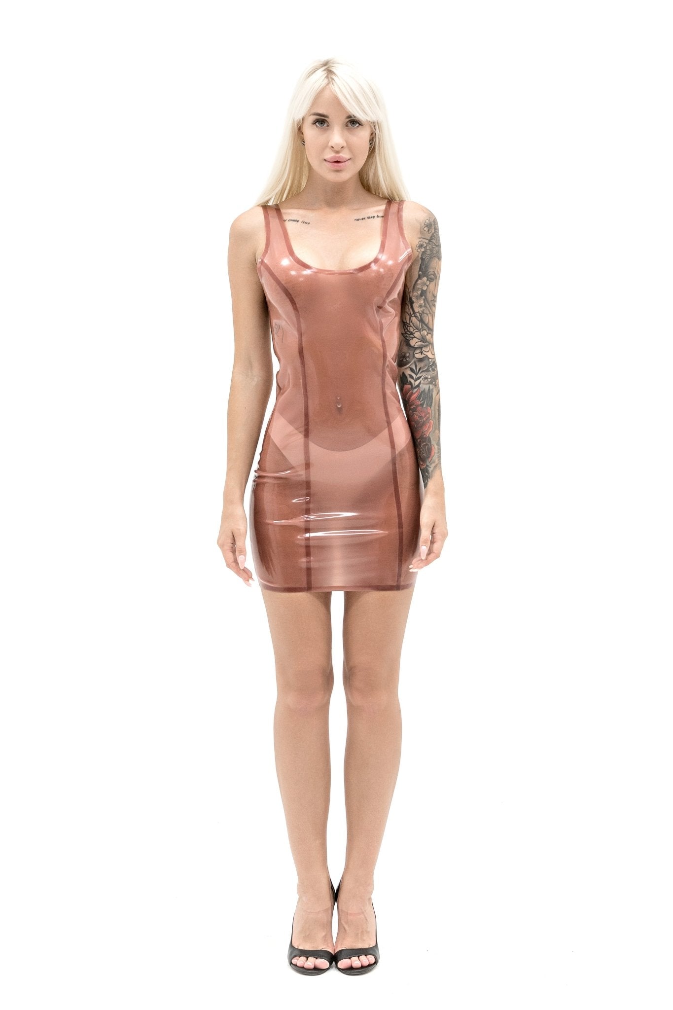 Translucent Latex Mini Dress. Pink - Elinlatex