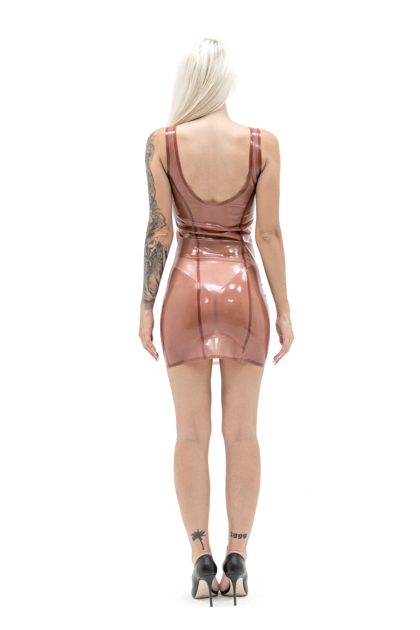 Translucent Latex Mini Dress. Pink - Elinlatex