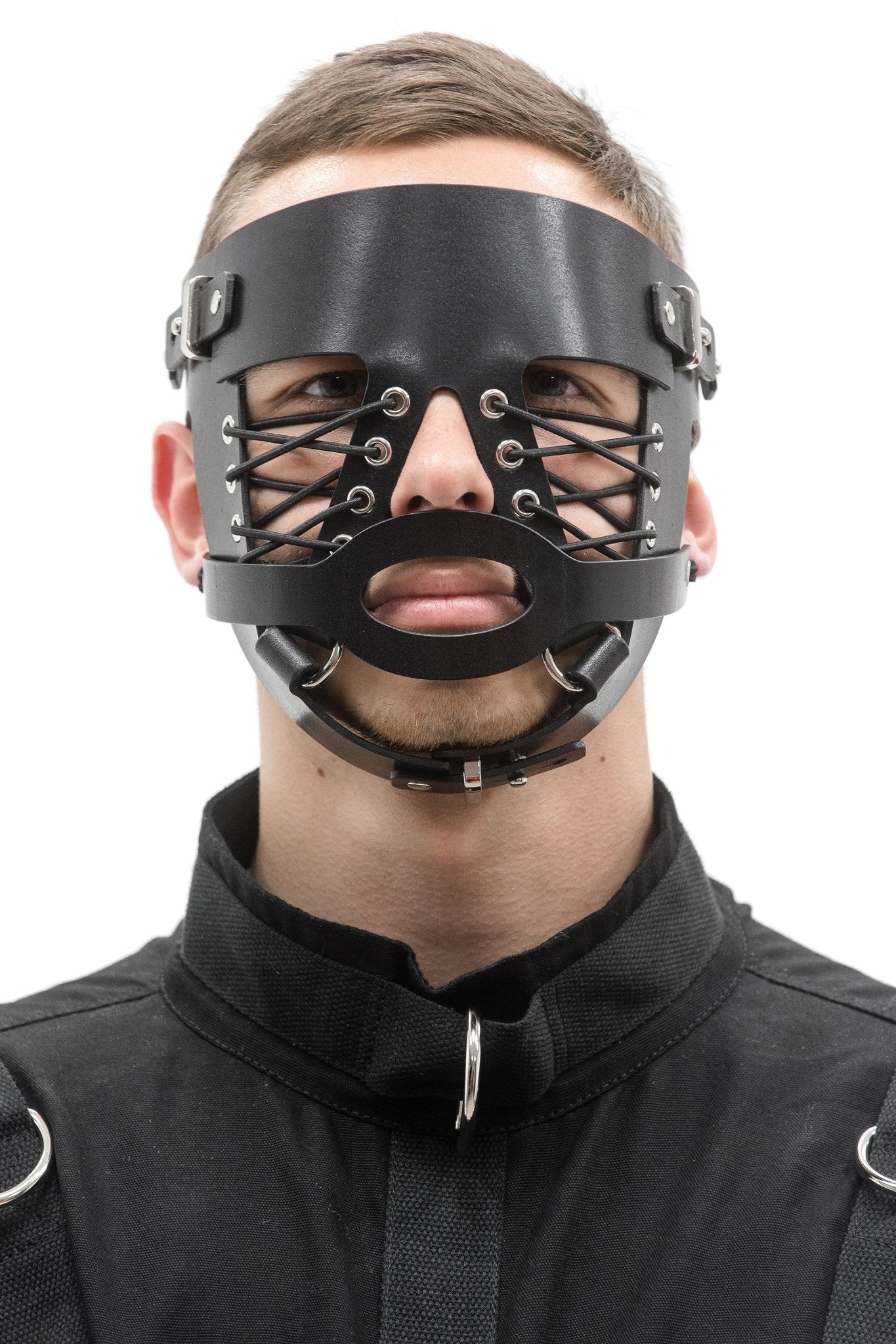 Two - Pieces BDSM Leather Mask - Elinlatex