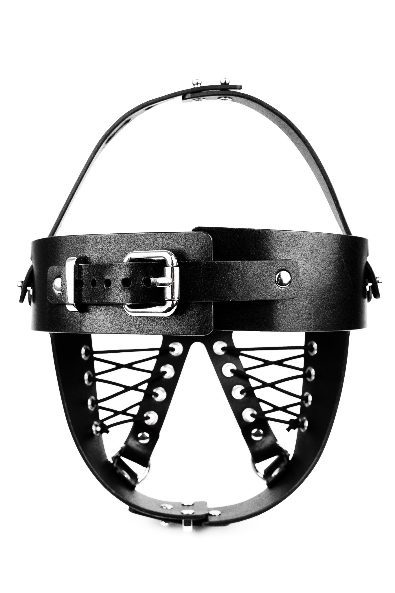 Two - Pieces BDSM Leather Mask - Elinlatex