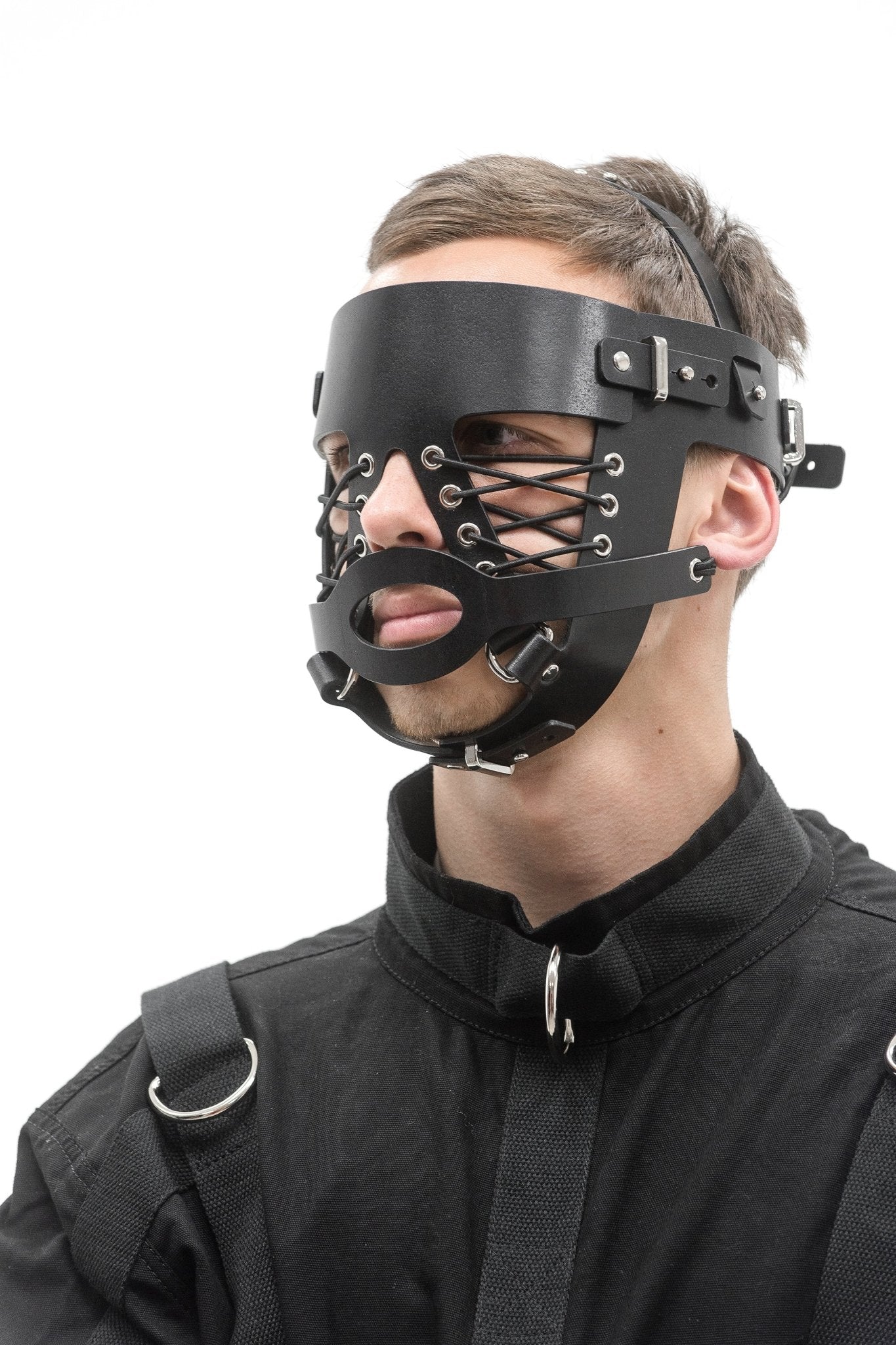 Two - Pieces BDSM Leather Mask - Elinlatex