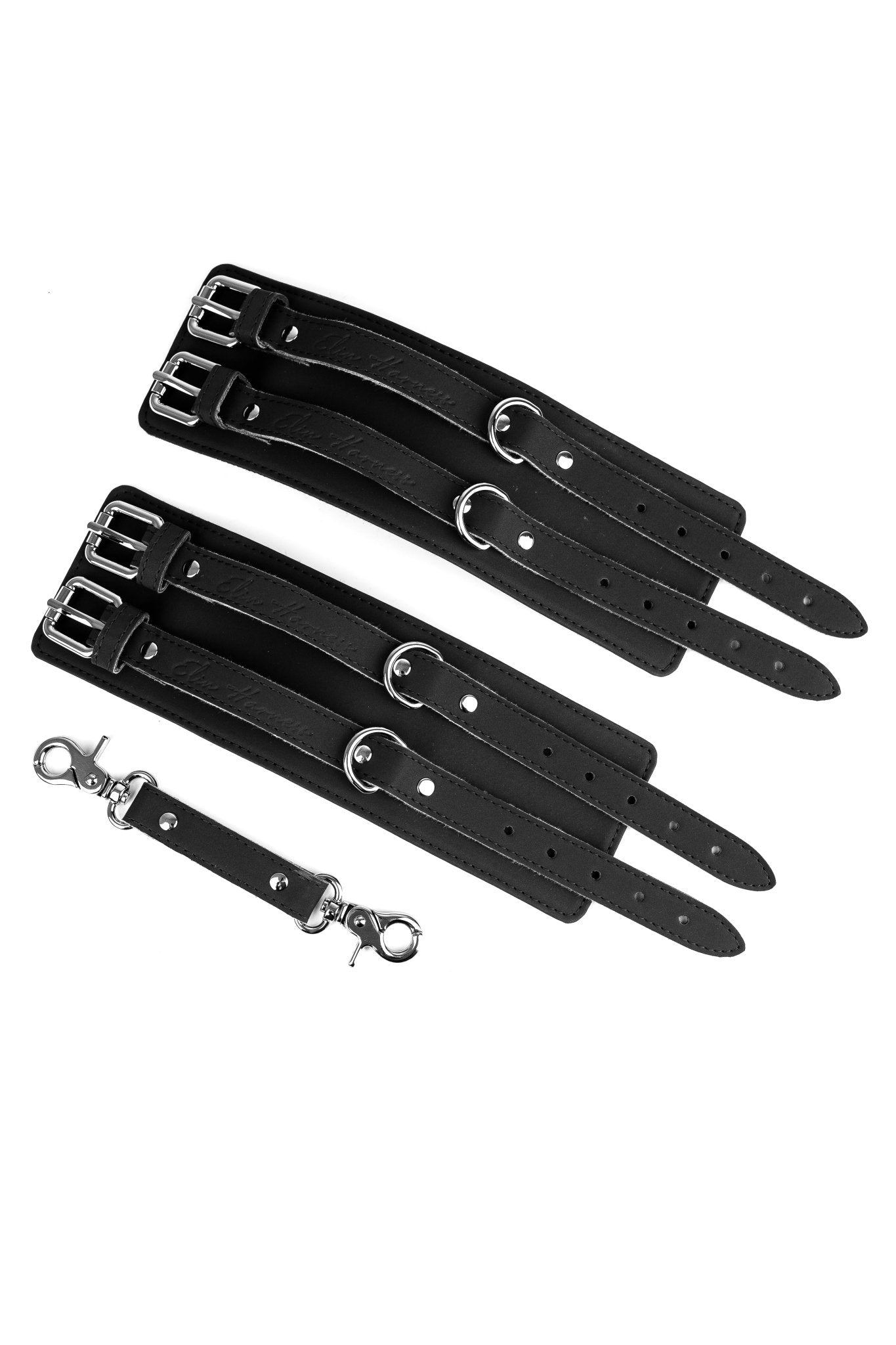 Vegan Leather Wide Handcuffs, Ankle cuffs with standard connector - Elinlatex