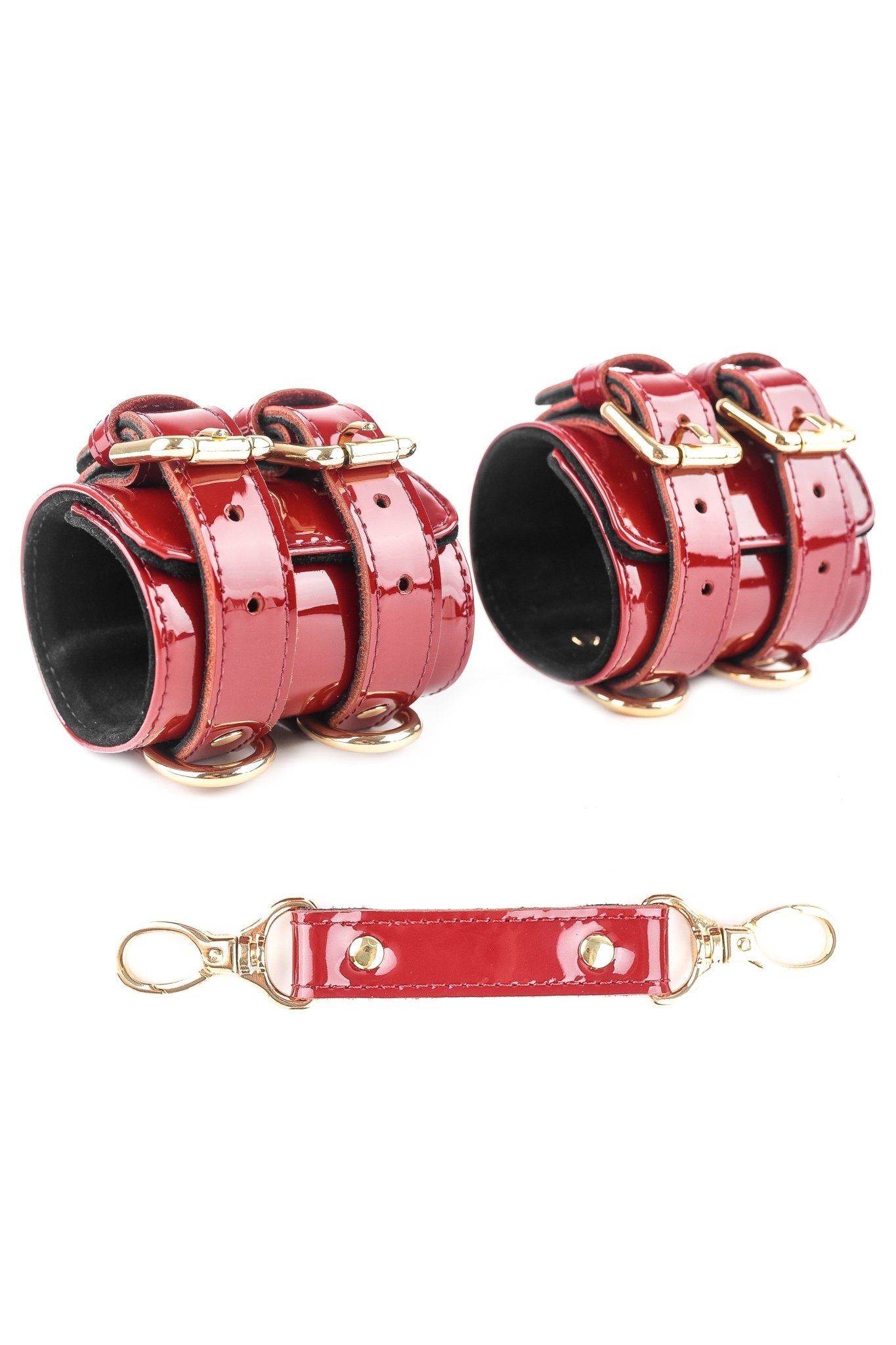 Wide Lacquered Bracelets, Ankle bracelets, Leather Restraints - Elinlatex