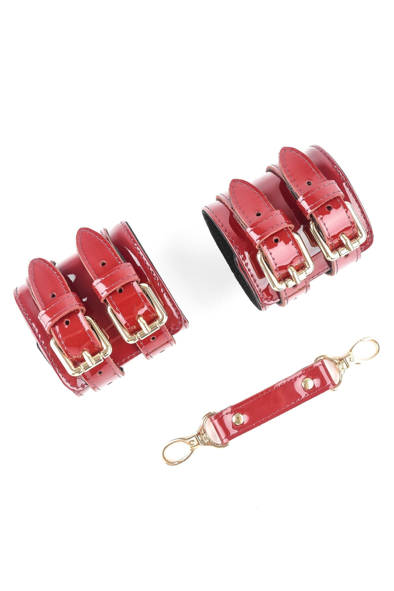 Wide Lacquered Bracelets, Ankle bracelets, Leather Restraints - Elinlatex