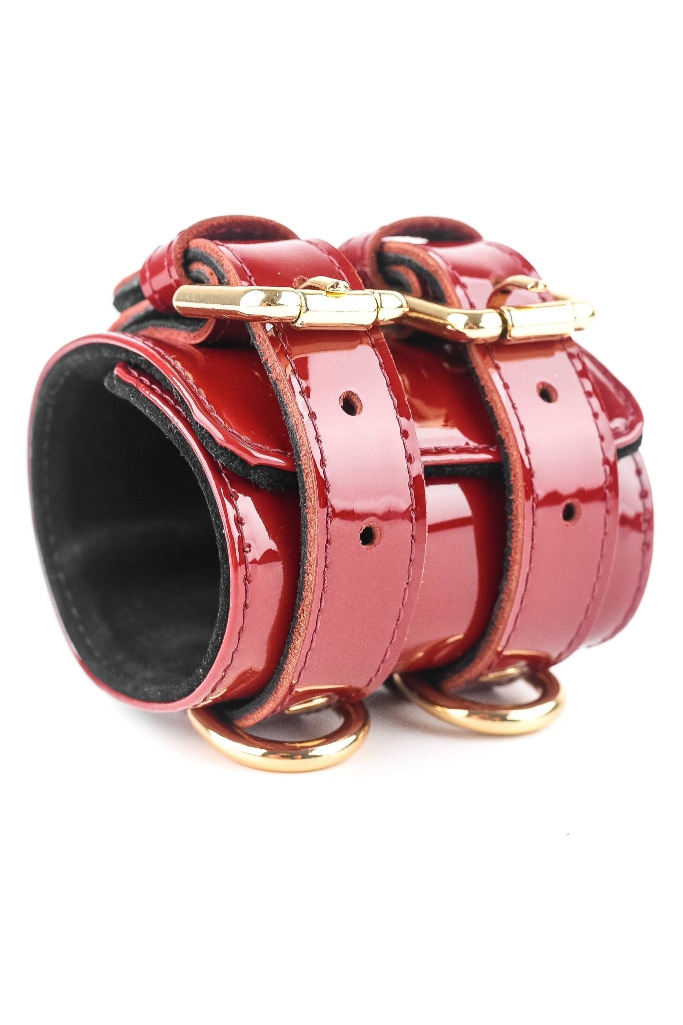 Wide Lacquered Bracelets, Ankle bracelets, Leather Restraints - Elinlatex