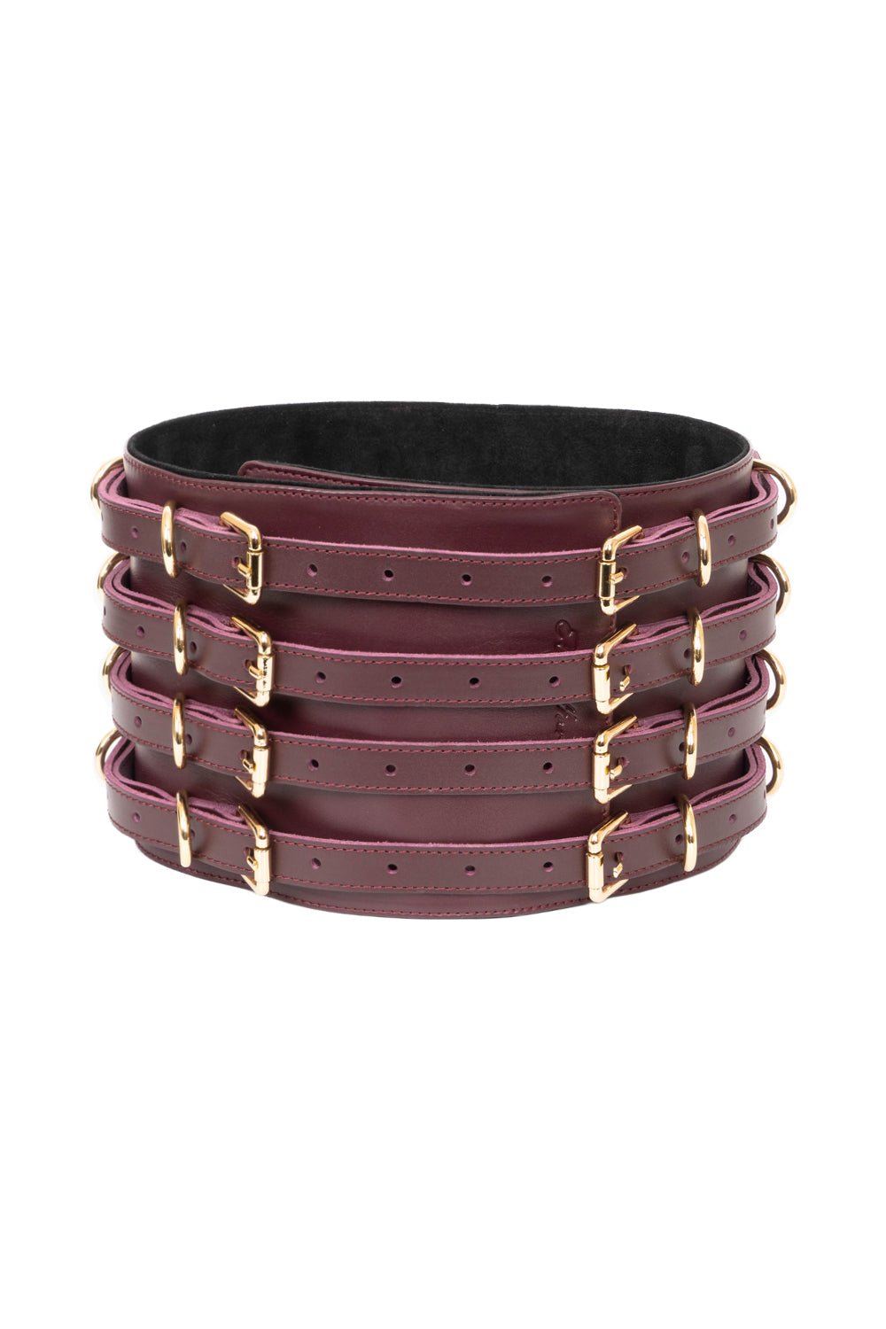 Wide waist belt with 4 adjustable straps. Burgundy - Elinlatex