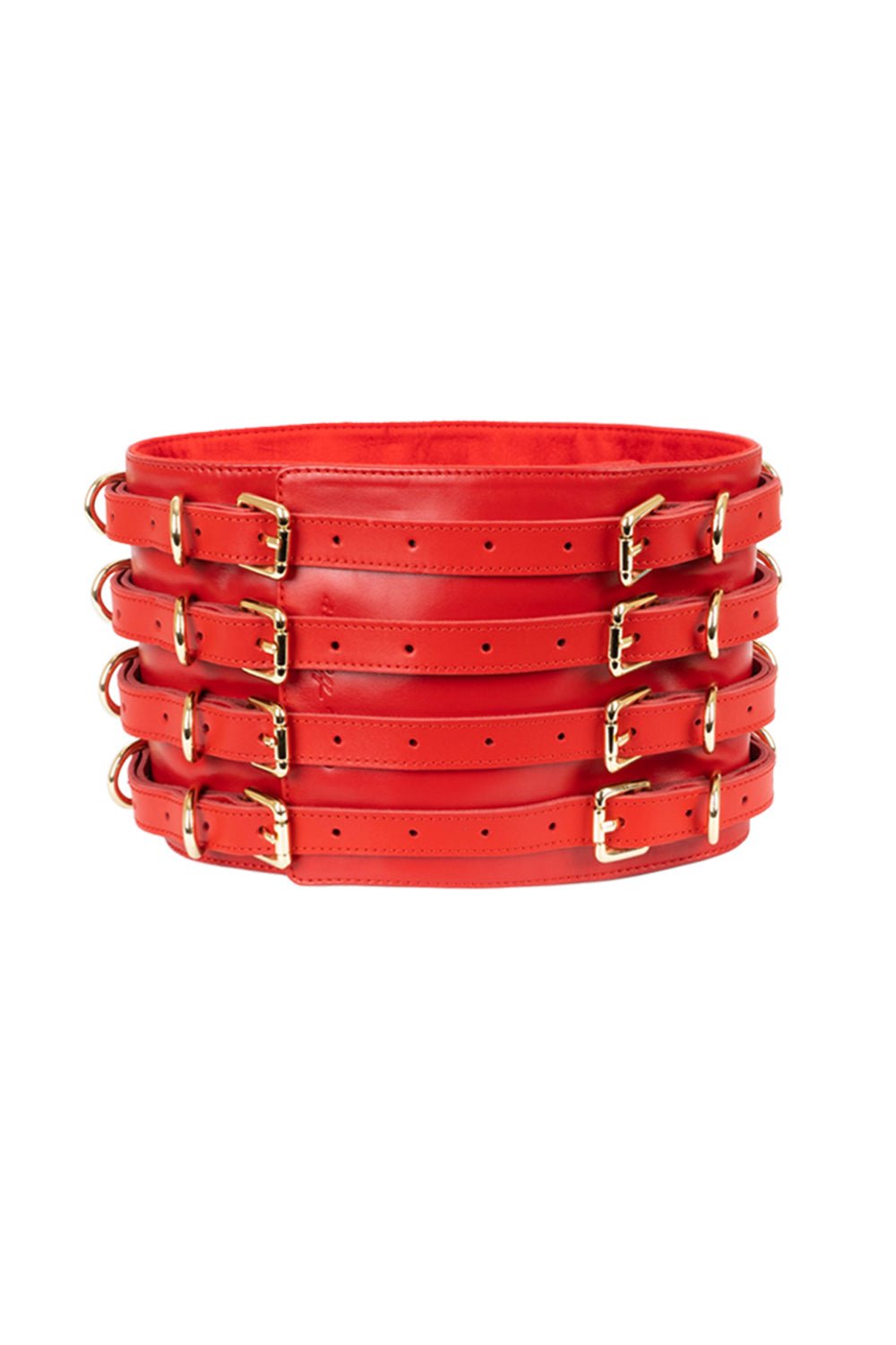 Wide waist belt with 4 adjustable straps. Red - Elinlatex