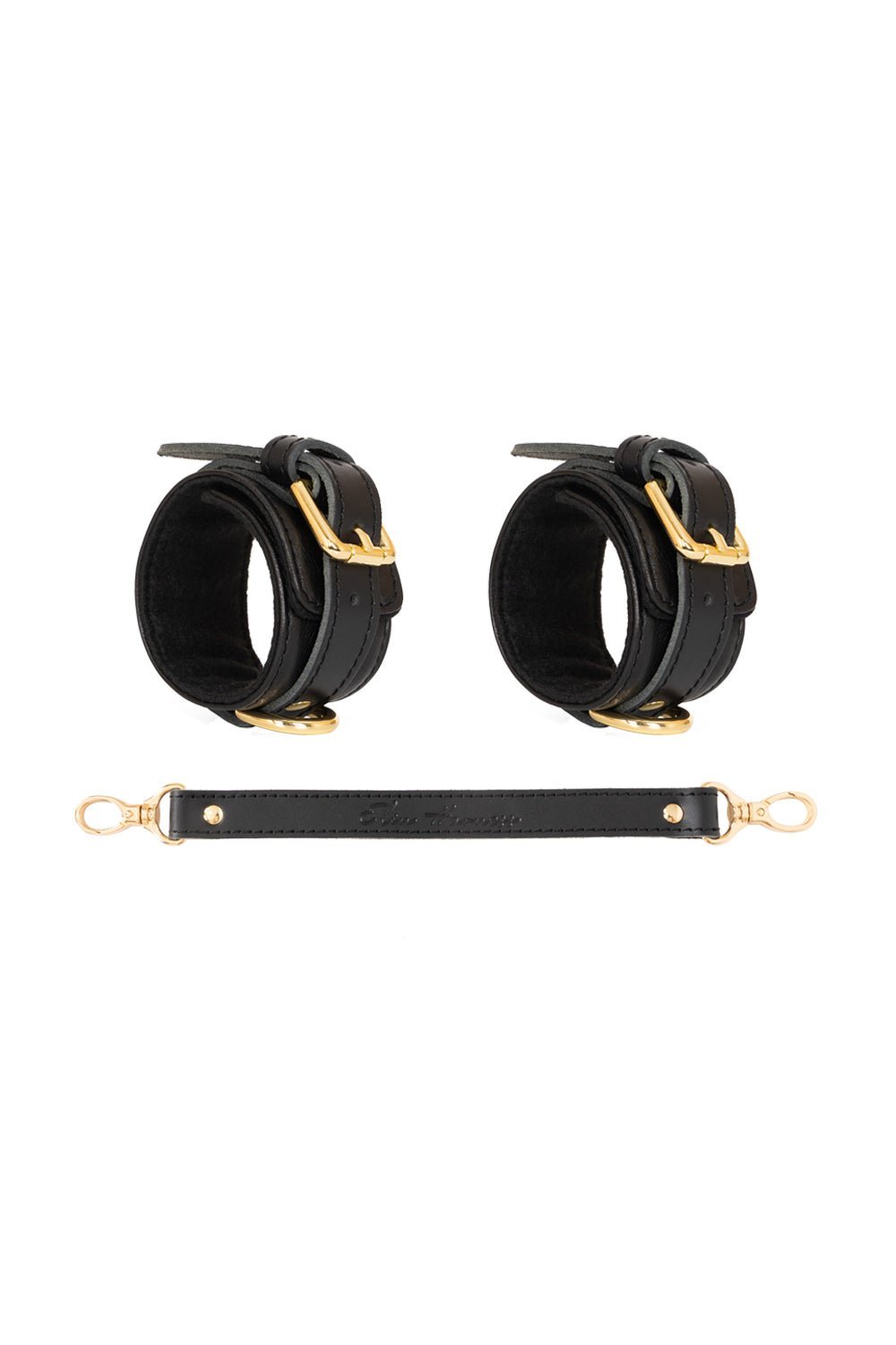 Wrist, Ankle bracelets, Restraint Bondage with extended leather connector - Elinlatex