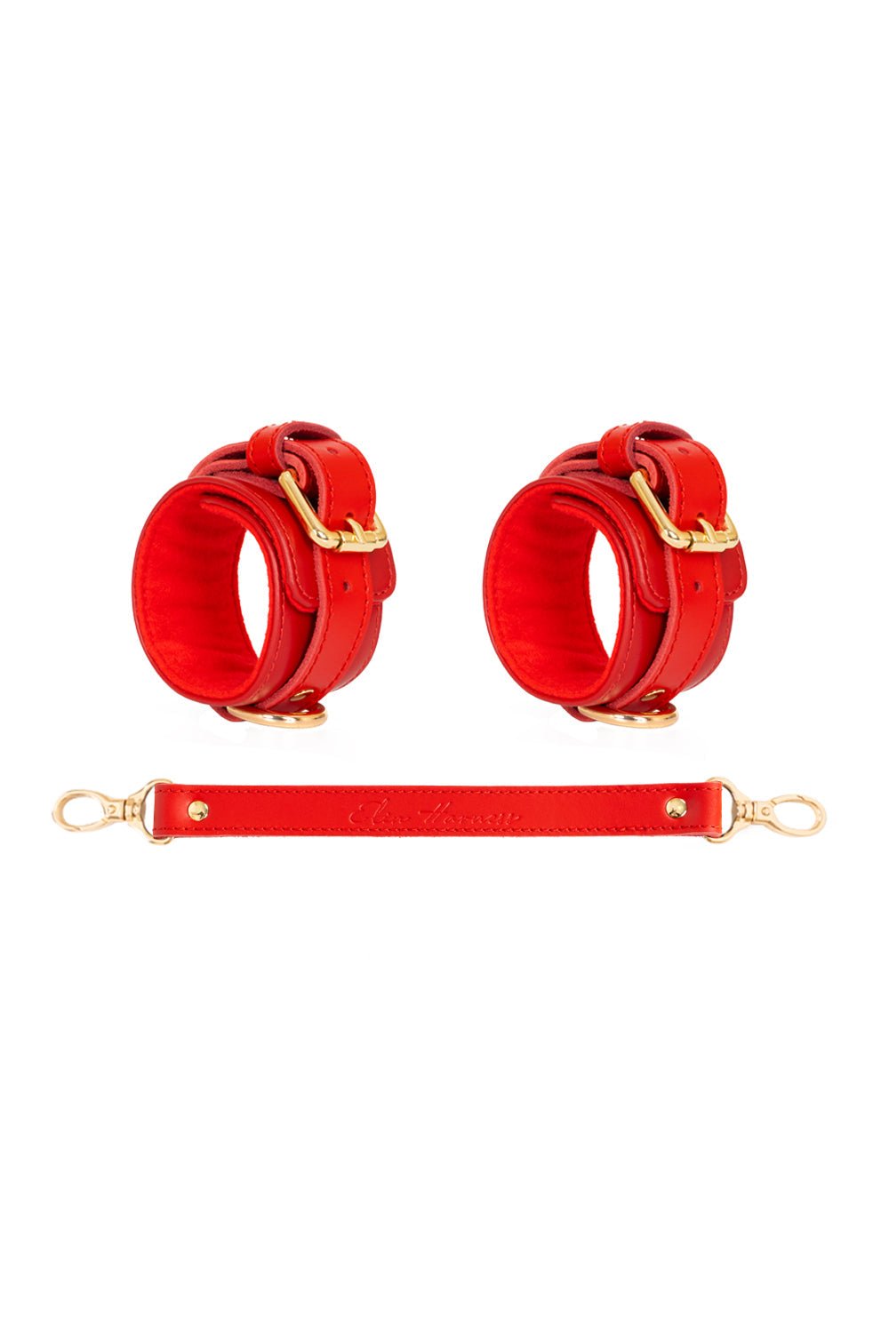 Wrist, Ankle cuffs, Restraint Bondage with extended leather connector - Elinlatex